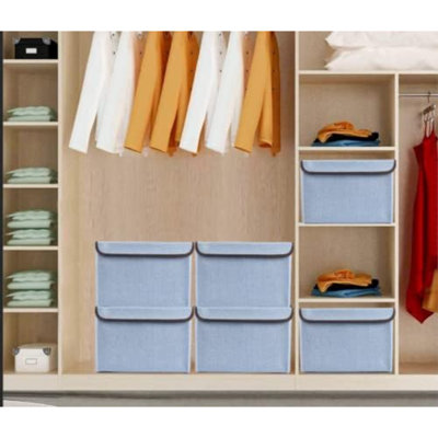Linen Fabric Foldable Storage Cube Bin Organizer Basket With Flip-Top Lid & Handles, Large Clothes Blanket Box For Home, Office, Closet, Pink, 4 Pack 14.6 X 9.5 X 9.5”