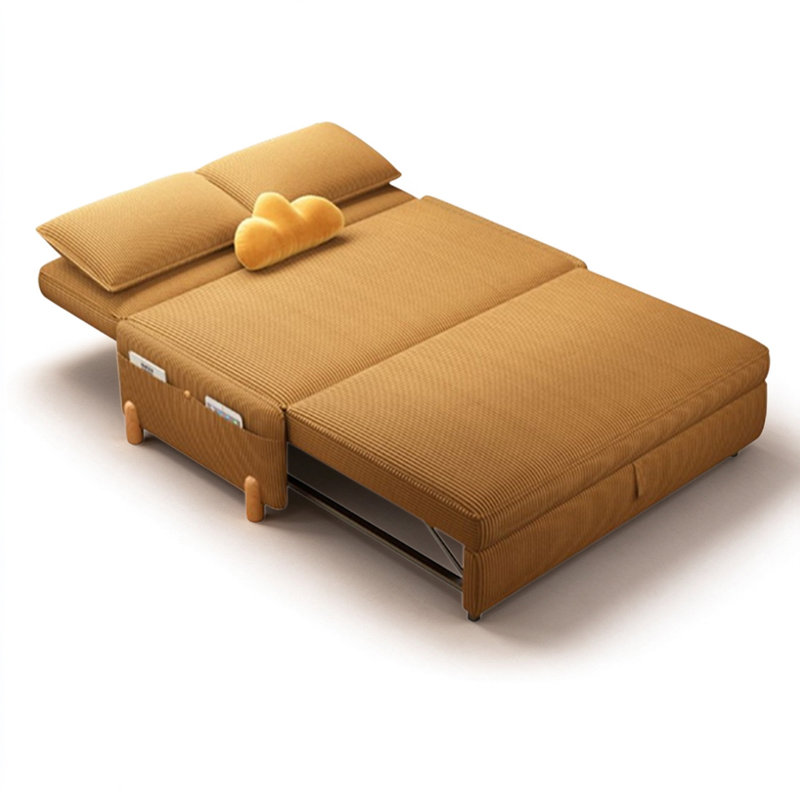 Canapé-coussin orange en velours côtelé standard, H 35,43 po x L 53,15 po x l 35,43 po