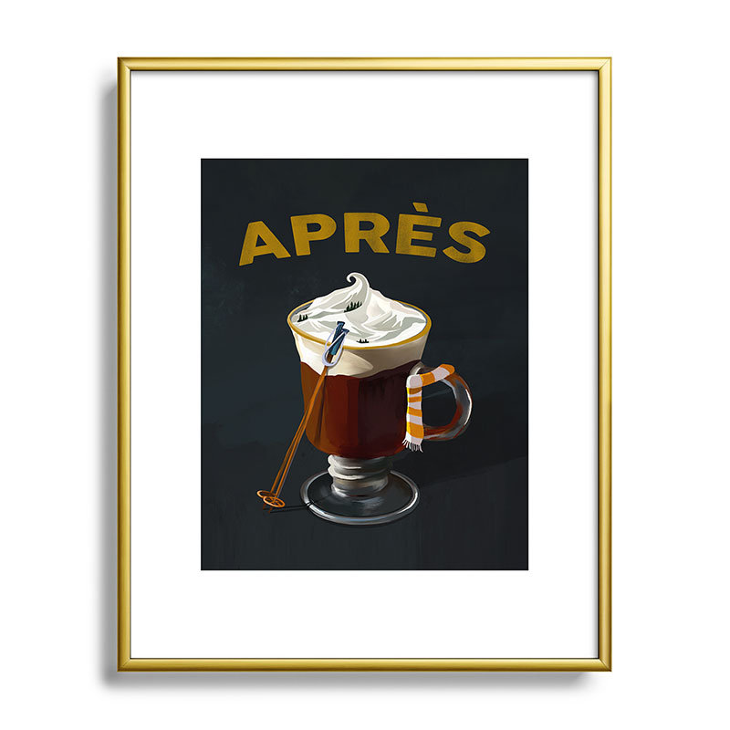 The Whiskey Ginger Apres Ski Hot Chocolate, reproduction d'art encadrée, Cadre métallique doré, H 10 po x l 8 po x P 0,88 po