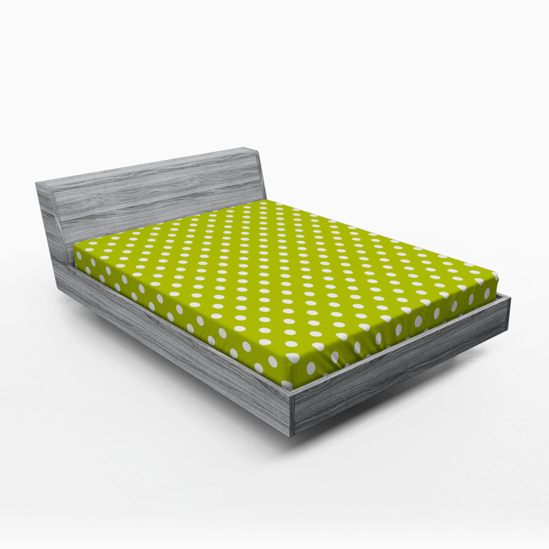 Microfiber Polka Dots Fitted Sheet, Full Fitted Sheet, Yellow Polka Dots