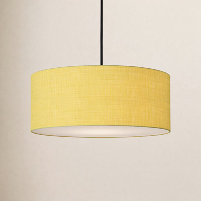 Stretch Pendant, White Linen Shade, Weathered Brass