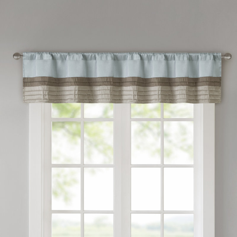 Blue and Tan Polyoni Pintuck Window Valance