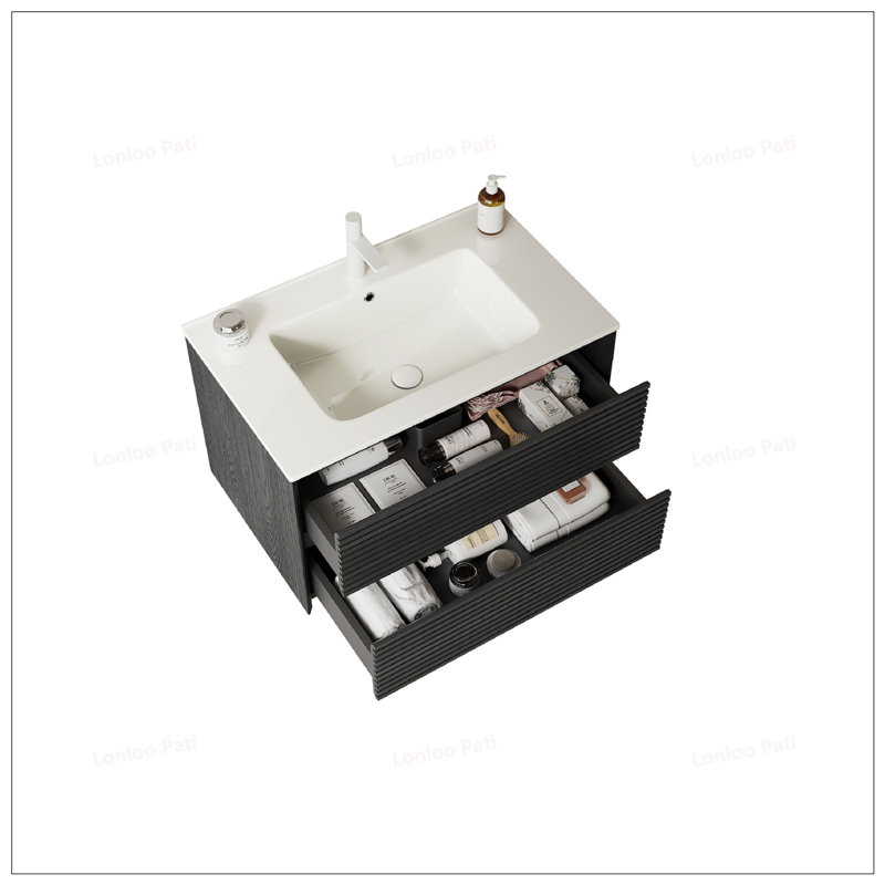Meuble-lavabo flottant 30 po avec lavabo en céramique