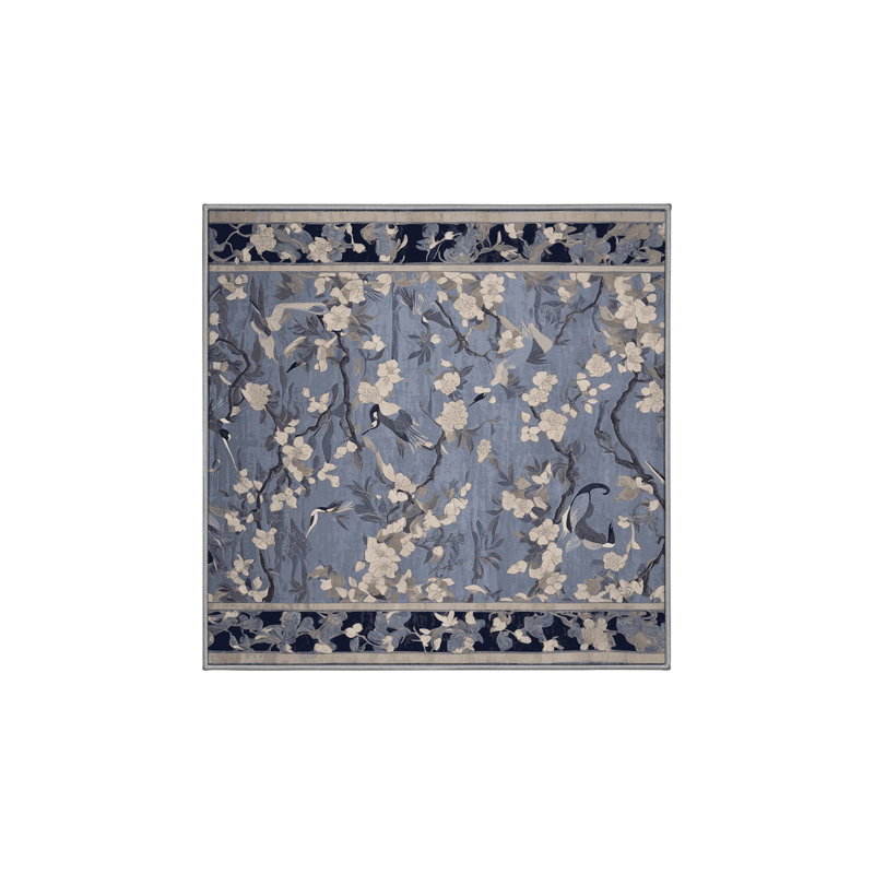 Machine Washable Gray Area Rug, Square 7'
