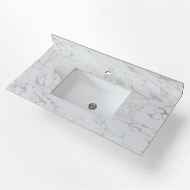 43" Rectangular Single Bathroom Vanity Top With Sink, Single-Hole