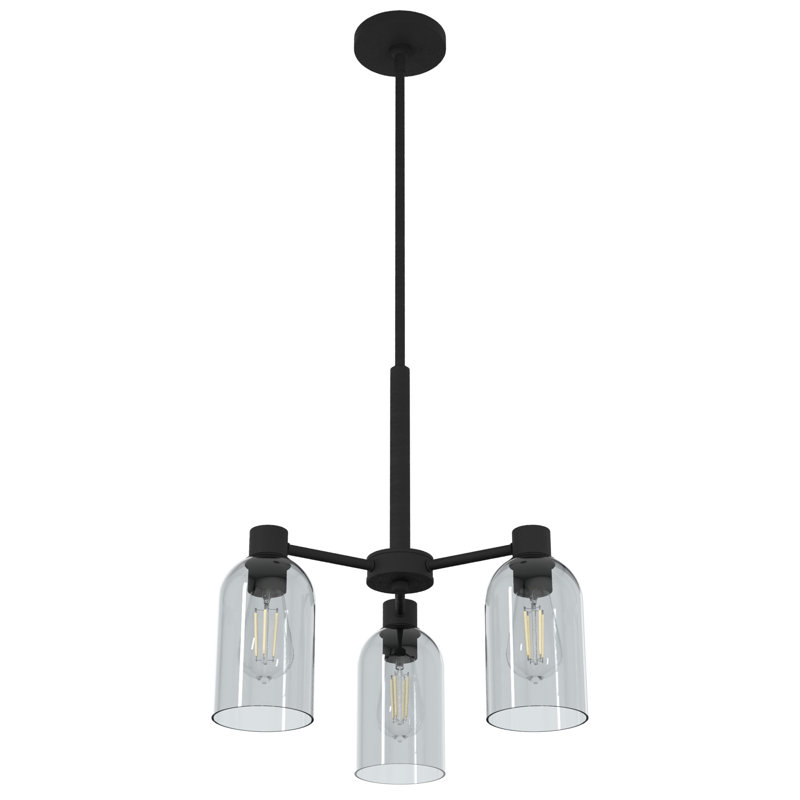 Hunter Lochemeade Brushed Nickel 3 Light Chandelier Ceiling Light Fixture, Natural Iron, Smoked