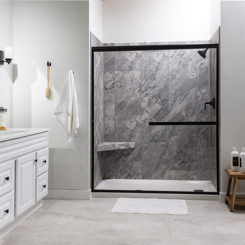 Silver Lake Gray Waterproof PVC Corner Shower Bench