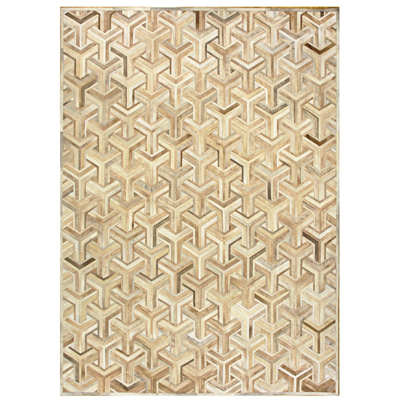 Nemesis Cowhide Geometric Area Rug, Rectangle 6' x 9'