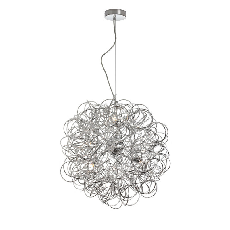 Lustre sphérique unique à 6 lumières Borys, Chrome satiné