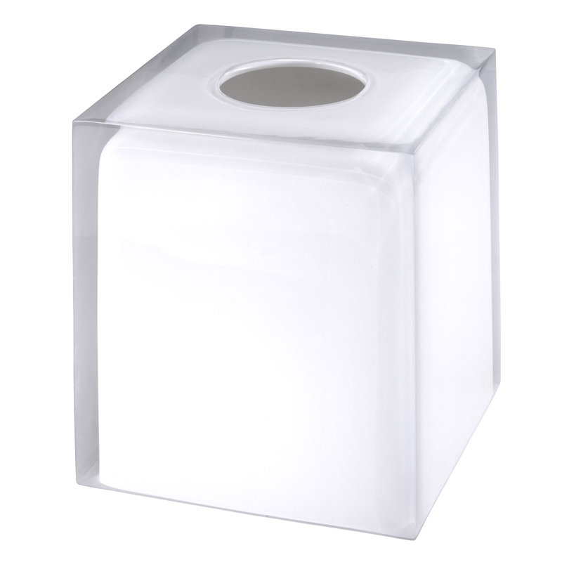 Iz Marina Blue Bath Tissue Box Cover, White