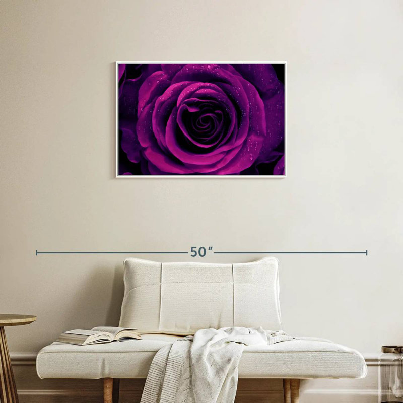 Rose mauve rosée, Cadre flottant blanc, 31 po x 21 po
