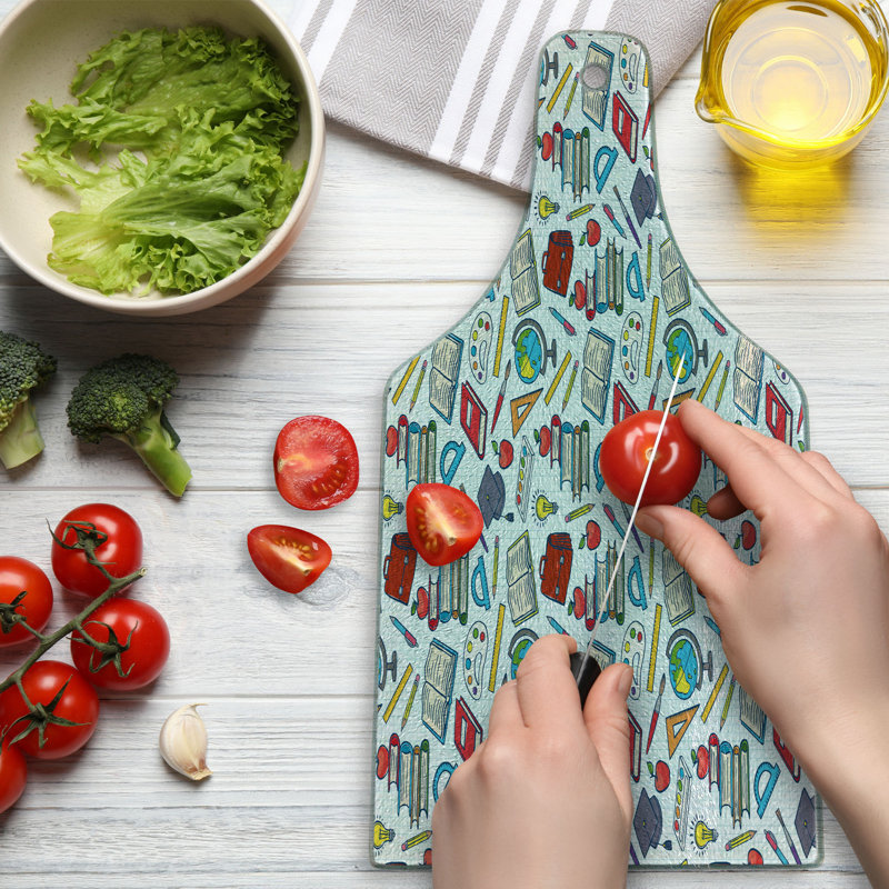 Ambesonne Science Tempered Glass Cutting Board Student Supplies Multicolor