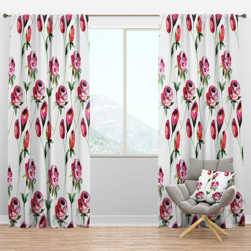 Panneau de rideau simple semi-diaphane avec passe-tringle Mid-Century, l 52 po x L 63 po