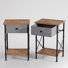 Alameen Fabric Drawer End Table Set Of 2, Metal Frame Side Tables With Storage