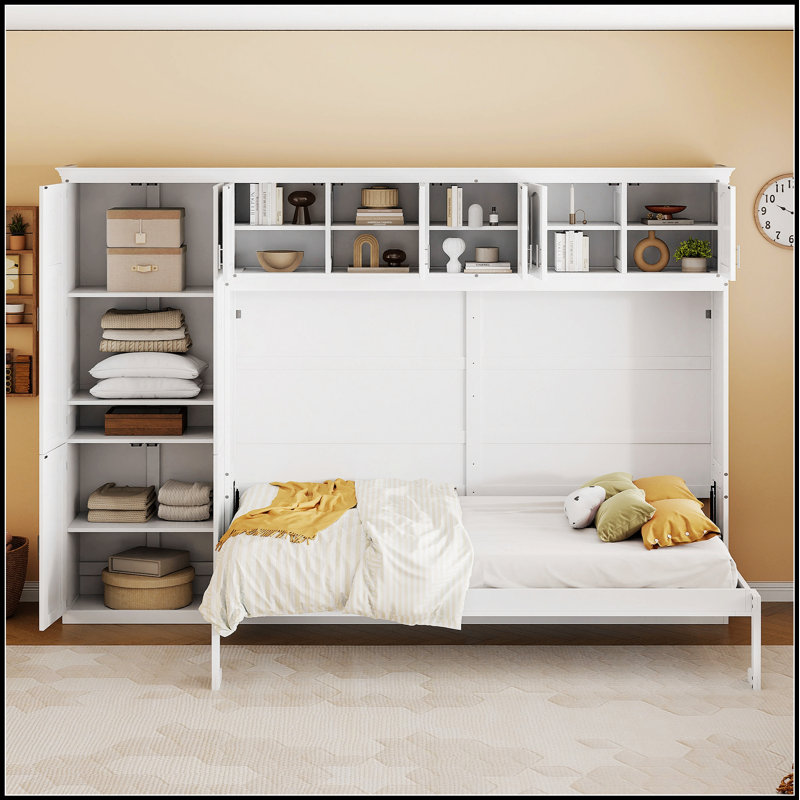 Murphy Bed Wall Bed with Cabinets, Space-Saving Design for Modern Living and Enhanced Storage Solutions.