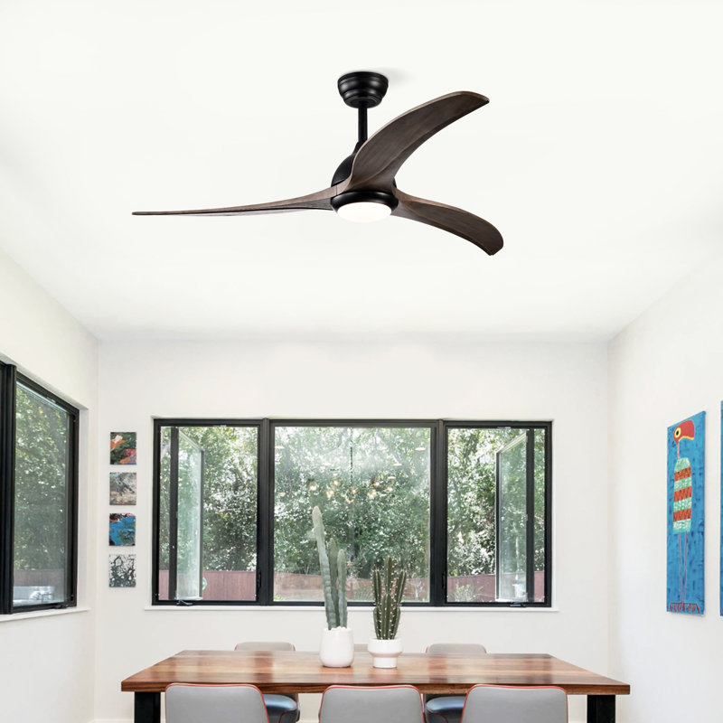 Ventilateur de plafond 52 po, Noir mat, Brun