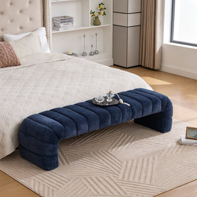 Large banc rembourré moderne sans accoudoirs, méridienne à dossier capitonné, repose-pieds en chenille pour le salon et la chambre à coucher, vestibule