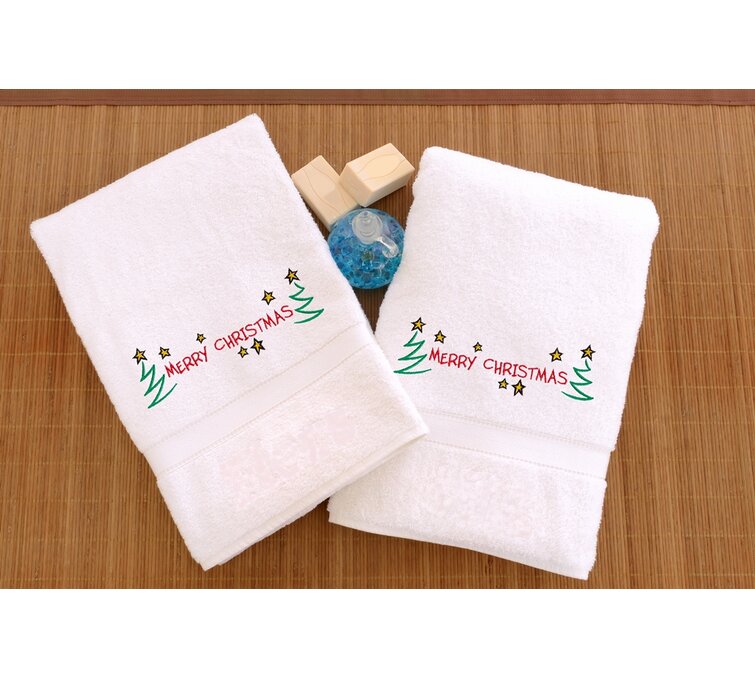 New Turkish Towel Kitchen Set of 2 Cotton Terry Holiday Towels Red