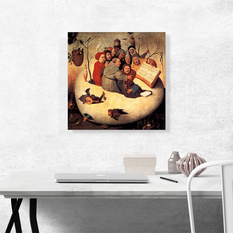 Le concert dans l'oeuf 1480 par Hieronyme Bosch - reproduction d'art sur toile tendue, H 18 po x l 18 po x 1,5 po