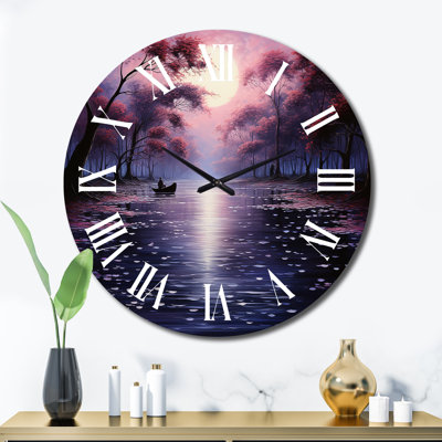Horloge murale rose en métal Pointillism
