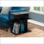 Noir et noir Table basse en stratifié gris avec 6 tablettes, console de salon contemporaine-1401549305