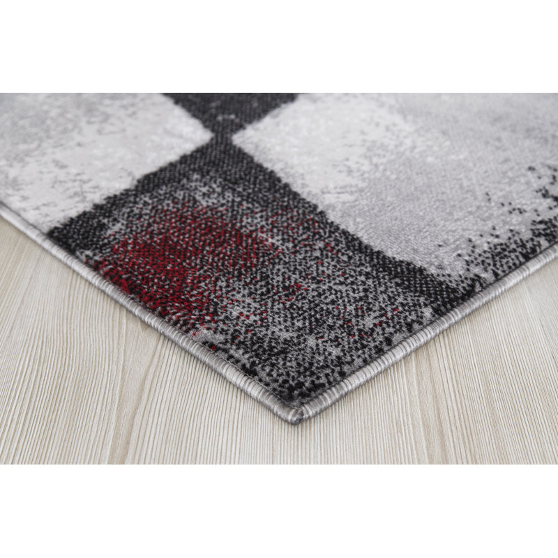 Tapis gris à motif abstrait Chapp, Rectangle 1 pi 10 po x 3 pi