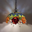 Lumières suspendues Pertev Tiffany en verre teinté rouge orangé avec fleurs et ampoules DEL incluses l 16 po x P 16 po x H 75 po