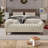 Wide Upholstered Flip-up Storage Bench With Flared Arms And Solid Wood Legs-1973753241