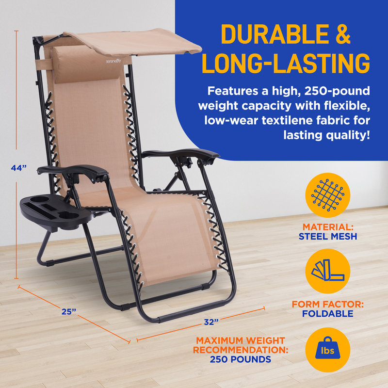 Chaise zéro gravité pliable et inclinable Kathren, Crème / noir