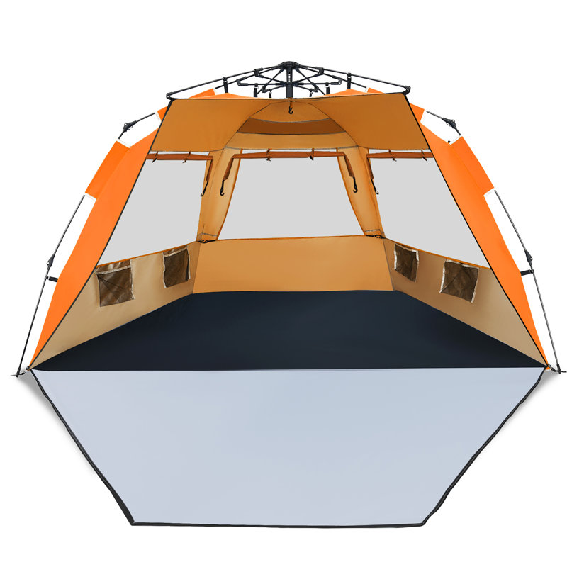Orange 4-Person Pop-Up Beach Tent with Carry Bag