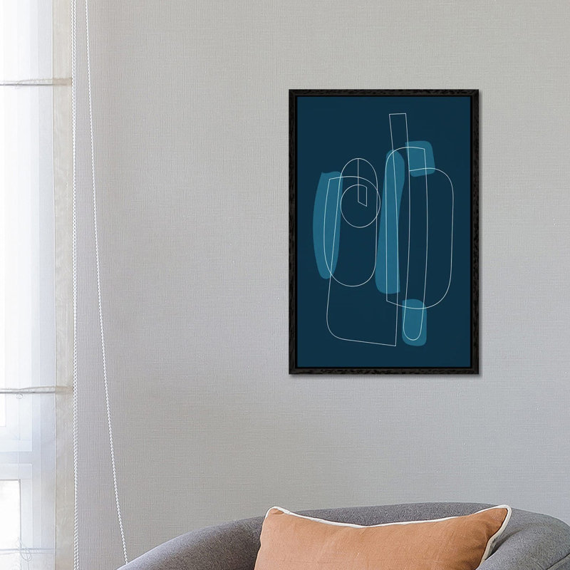 Navy Blue Abstract II by EmcDesignLab - Floater Frame Gallery-Wrapped Canvas Giclée on Canvas, 66.04 cm H x 45.72 cm W, Black