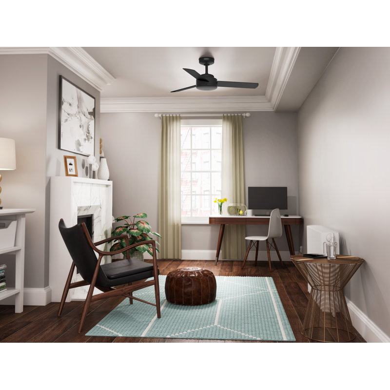 Matte Black 44" Modern Ceiling Fan with Wall Control