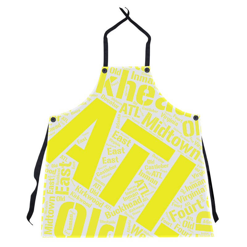 Word Art Bib Apron, Yellow, Atlanta