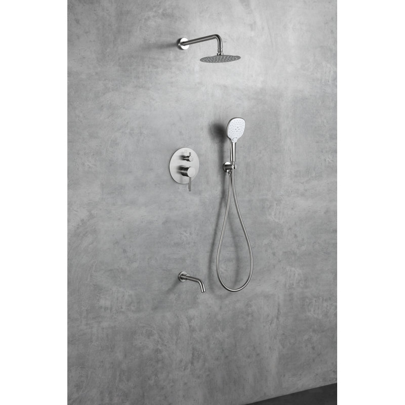 Système de douche complet à pression équilibrée avec valve brute George, Nickel brossé
