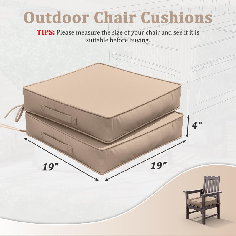 Outdoor 4” Seat Cushions And 19”X19” Outdoor Cushions Dining Seat Cushions , Sand