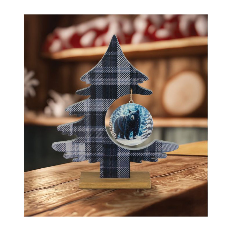 Plaid Tree Decor - Bear