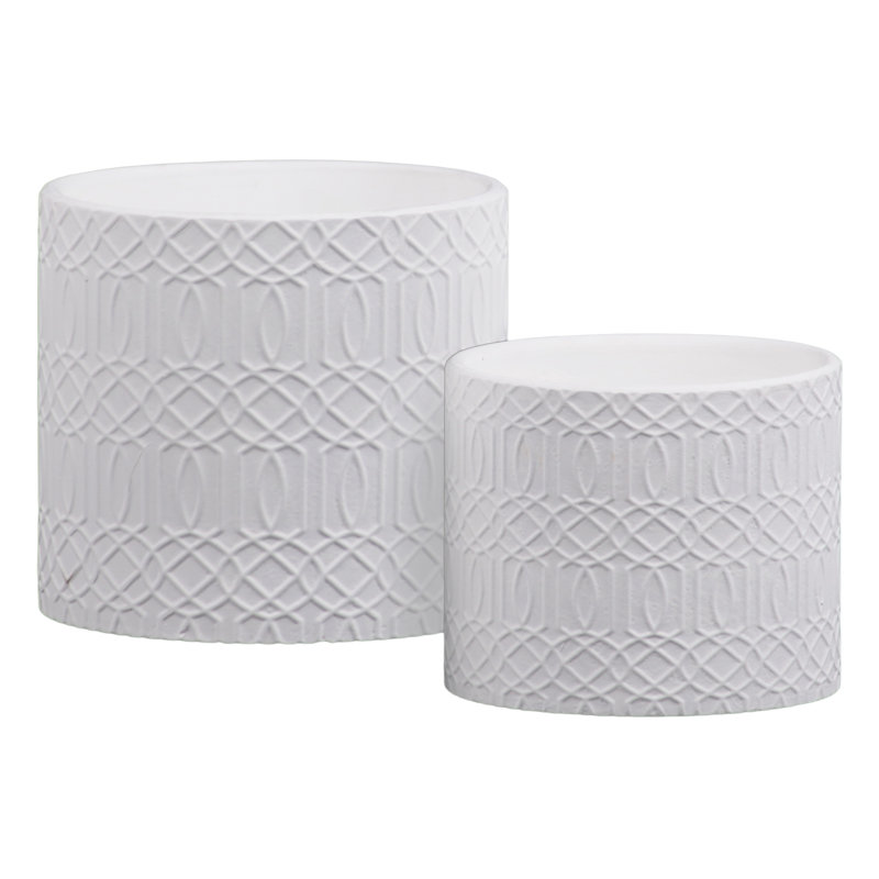 Ensemble de pots à fleurs en pierre 2 pièces Dahmen, Blanc