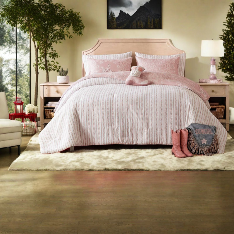 Ensemble de literie en microfibre pour grand lit Pink Western Cowgirl