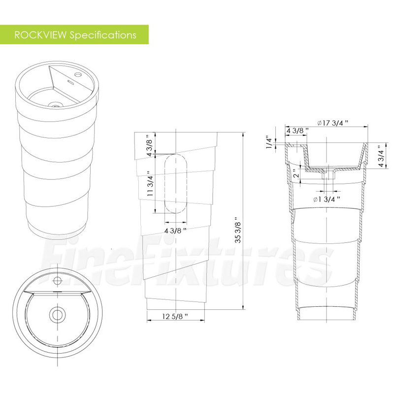 Circular Pedestal Bathroom Sink with Overflow, White
