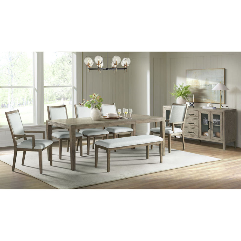 Modern White and Gray Wood Dining Arm Chair