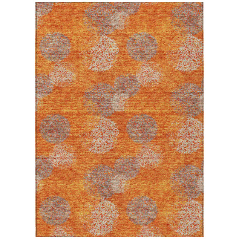 Tapis extérieur lavable à pois orange et pêche 3 pi x 5 pi