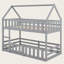 Lit superposé simple au-dessus de simple avec garde-corps de clôture, porte et toit, structure en bois de pin massif-120034407