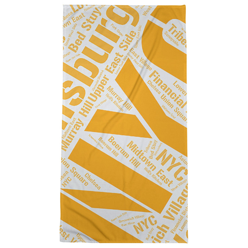 Bath Towel, Orange, Microfiber, New York