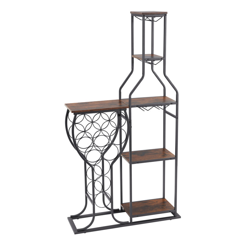11 Bottle Wine Bakers Rack, Antique Brown