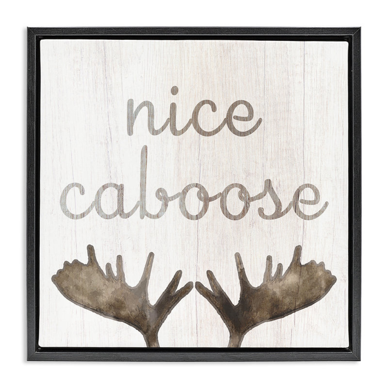 Nice Caboose Bathroom Moose Antlers, 18" H x 18" W, Jet Black Floater Frame