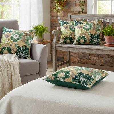 Lot de 6 coussins décoratifs carrés d'intérieur/extérieur avec garniture et fermeture éclair, 45 x 45 cm, imperméables et résistants à la décoloration, pour canapé, sofa, lit - Vert sauge