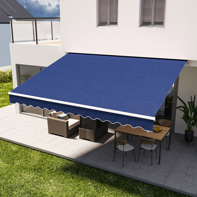 Sol 27 Outdoor 350cm W x 300cm D Fabric Cover Retractable Patio Awning, Blue