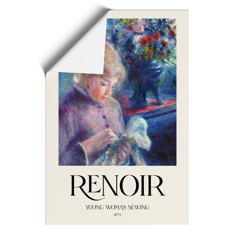 Young Woman Sewing Print by Pierre Auguste Renoir - Frameless Print, 30cm H x 21cm W x 0.1cm D