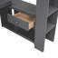 Lit mezzanine simple avec bureau en bois, rangement multiple, DEL, multi-tablettes gris foncé