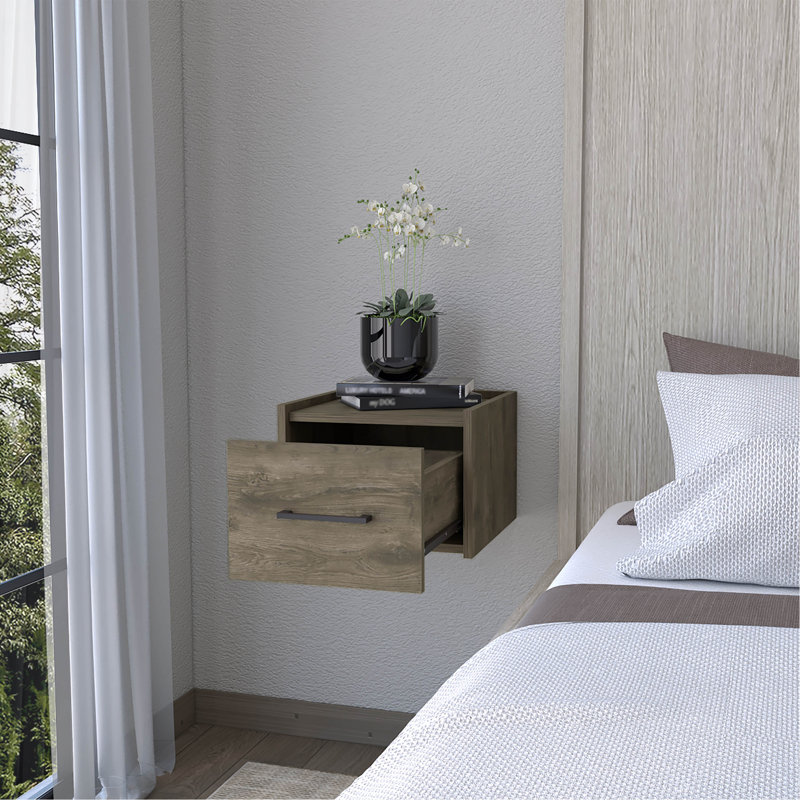 Table de chevet flottante murale brun foncé, Marron foncé